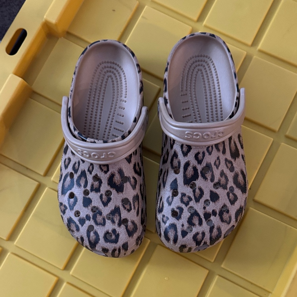 CROCS  Animal Print Clogs - Black and Cream